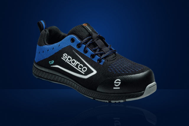 Sparco Cup Mechanic Shoes – Black / Light Blue