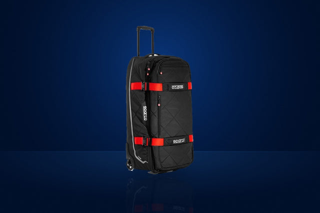 Sparco Tour Travel Bag with Wheels, 84 x 40 x 38 cm – Black / Red