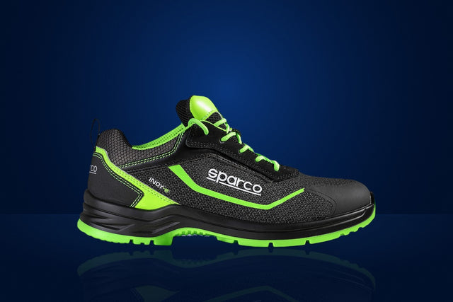 Sparco Indy-E S3 ESD Mechanic Shoes – Black / Fluo Green