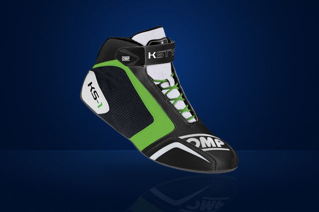 OMP KS-1 Karting Shoes – Black / White / Fluo Green