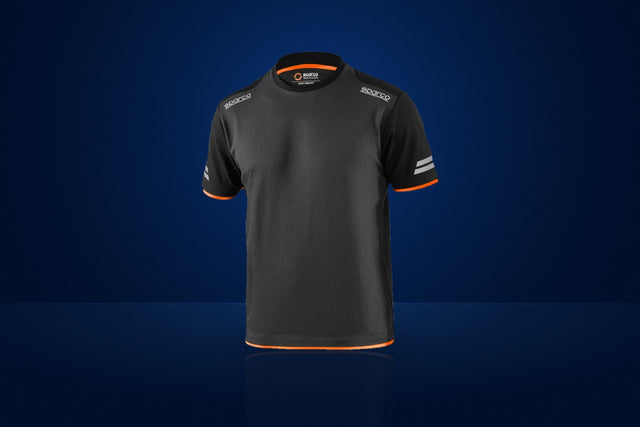 Sparco Tech T-Shirt – Black / Fluo Orange