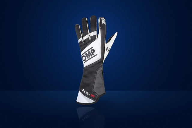 OMP KS-1R Karting Gloves – Black / White / Silver