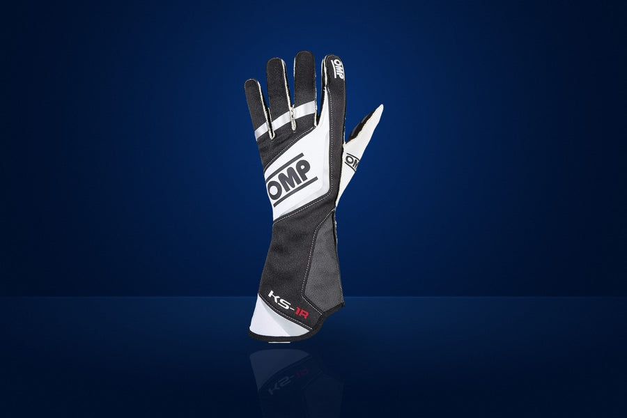 OMP KS-1R Karting Gloves – Black / White / Silver