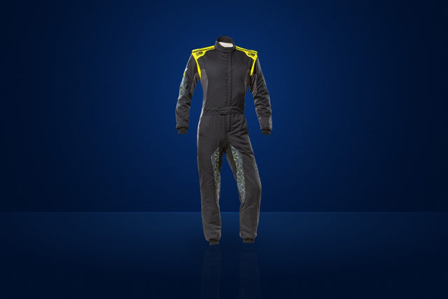 OMP Tecnica Hybrid Race Suit – Black / Fluo Yellow