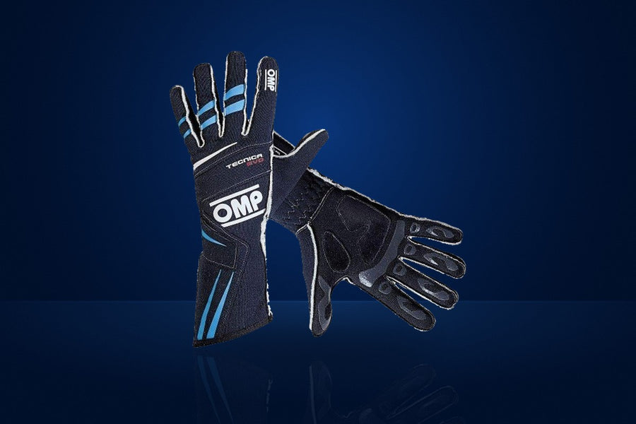 OMP Tecnica EVO Racing Gloves – Navy / Light Blue