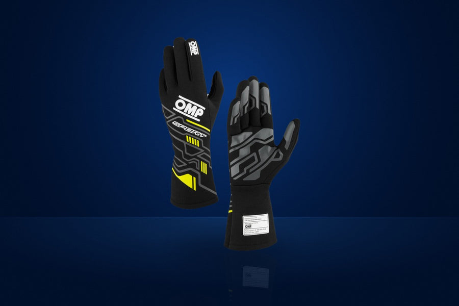 OMP Sport Racing Gloves (2024 MY) – Black / Fluo Yellow