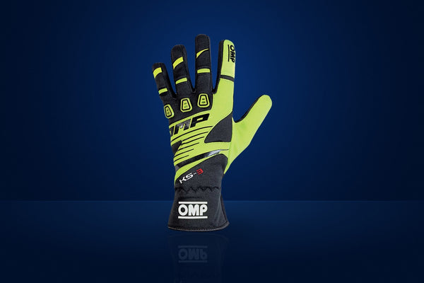 OMP KS-3 Karting Gloves (2018 MY) – Black / Fluo Yellow