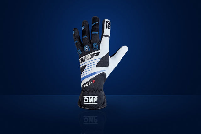 OMP KS-3 Karting Gloves (2018 MY) – Black / Blue / White