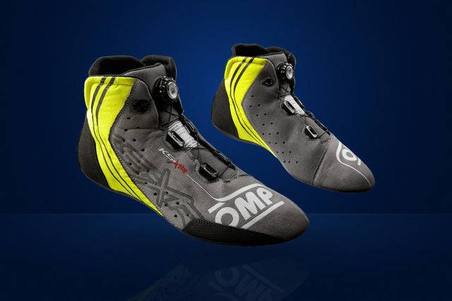 OMP KS-XR Karting Shoes – Anthracite / Silver / Fluo Yellow