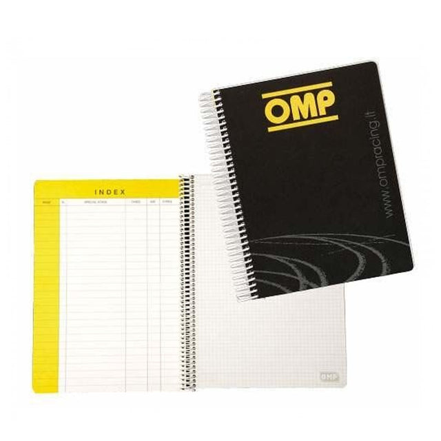 OMP Co-Driver Notebook, 130 Pages – Black / Yellow