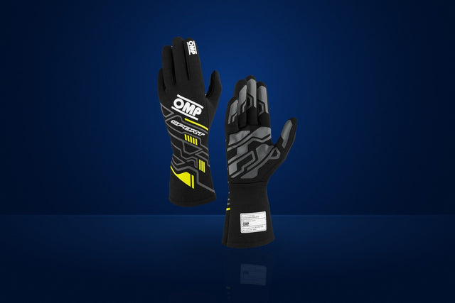 OMP Sport Racing Gloves – Black / Fluo Yellow