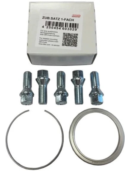 BBS Wheel Mounting-Kit (Hub Centering Ring 57,0/82mm with Screws M14x1,5x31mm,Cone 60 Degrees) (BBS Germany)