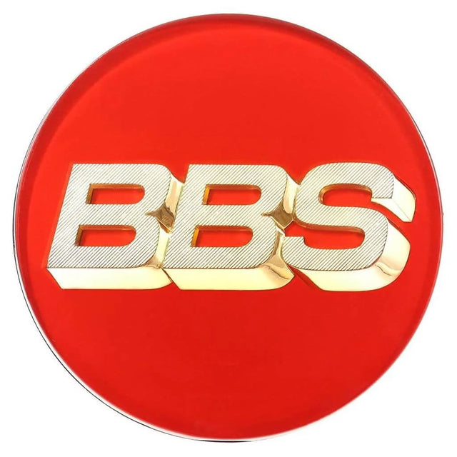 BBS Wheel Center Cap Emblem 70mm, Red / Gold Lettering (BBS Germany)