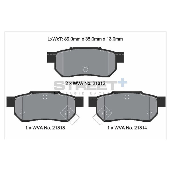 Pagid T8004SP2001 Street+ Rear Brake Pads for Honda ACCORD III / CIVIC IV, VI / CRX