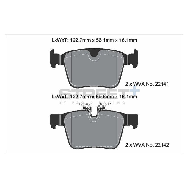 Pagid T8012SP2001 Street+ Rear Brake Pads for LAND ROVER Evoque / JAGUAR E-Pace / VOLVO S90
