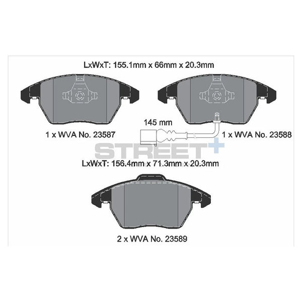 Pagid T8033SP2001 Street+ Front Brake Pads for AUDI A1 / AUDI A3 (8Px) / SEAT Leon (1P1) / SKODA Octavia II