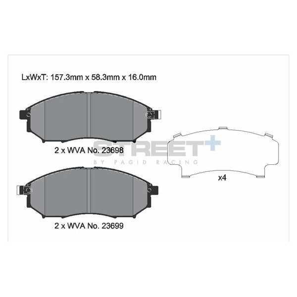 Pagid T8040SP2001 Street+ Front Brake Pads for INFINITY EX / FX / QX50 / QX70