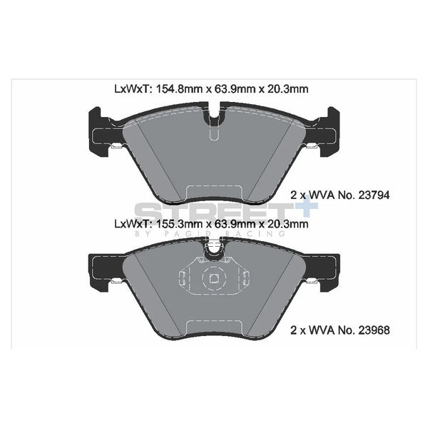 Pagid T8045SP2001 Street+ Front Brake Pads for BMW 3 (E90-E93) / X1 (E84) / Z4 Roadster (E89)