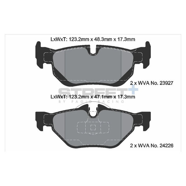 Pagid T8051SP2001 Street+ Rear Brake Pads for BMW 1 (E8x) / 3 (E9x) / X1 (E84)