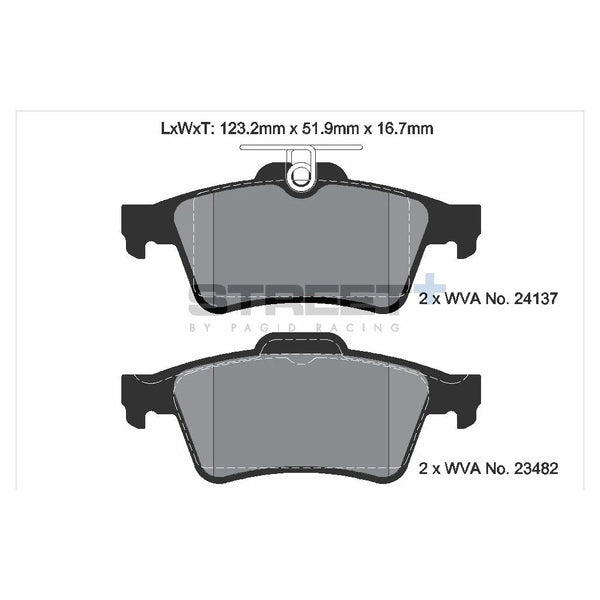 Pagid T8057SP2001 Street+ Rear Brake Pads for JAGUAR XJ / FORD FOCUS II-III / VOLVO S40