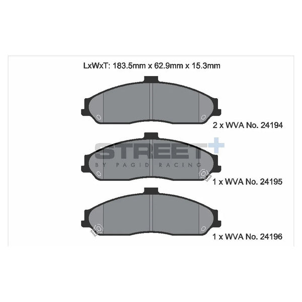 Pagid T8062SP2001 Street+ Front Brake Pads for CADILLAC XLR / CHEVROLET Corvette (C6)