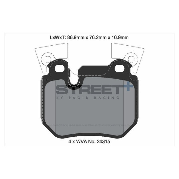 Pagid T8067SP2001 Street+ Rear Brake Pads for BMW 1 (E88) 2007–2013