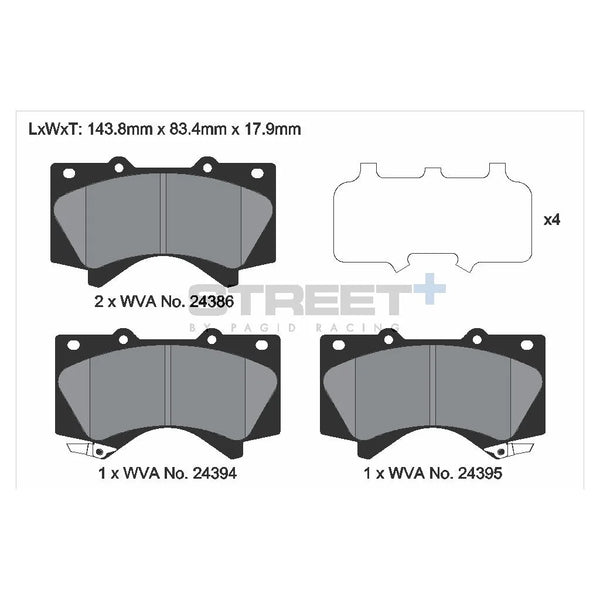 Pagid T8070SP2001 Street+ Front Brake Pads for TOYOTA Land Cruiser 200 / Sequoia