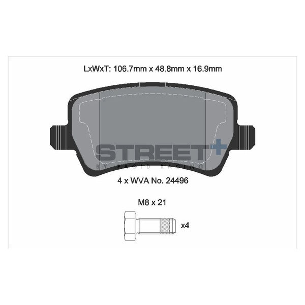 Pagid T8076SP2001 Street+ Rear Brake Pads for LAND ROVER RANGE ROVER Evoque / VOLVO XC70