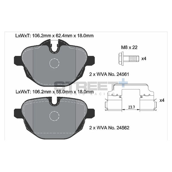 Pagid T8079SP2001 Street+ Rear Brake Pads for BMW 5 (G30, F90) / 7 (G11, G12) / X4 (G02, F98)