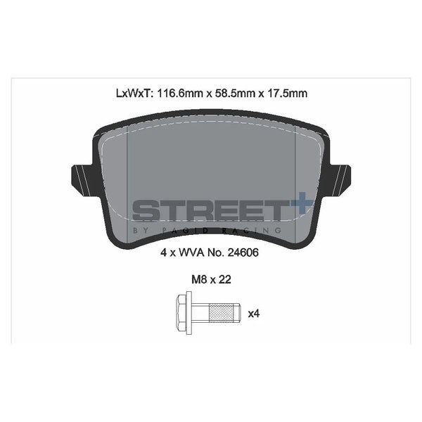 Pagid T8083SP2001 Street+ Rear Brake Pads for AUDI A4 / A5 / Q5 (8RB)