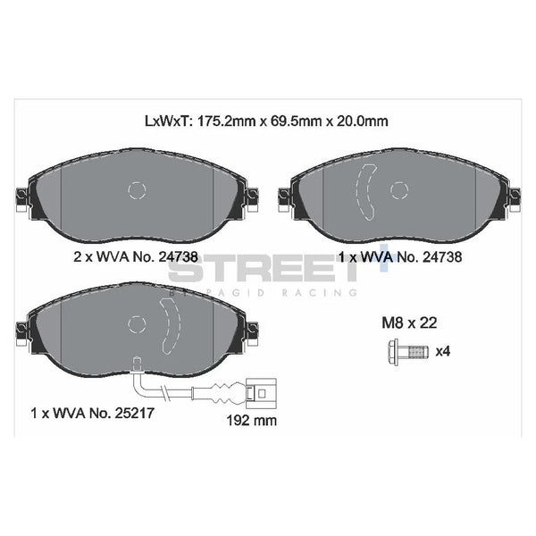 Pagid T8092SP2001 Street+ Front Brake Pads for AUDI Q3 (G2B) / VW Golf VII / VW T-ROC
