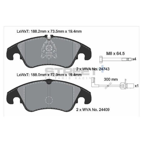 Pagid T8093SP2001 Street+ Front Brake Pads for AUDI A4 B8 / A5 / VW PHIDEON