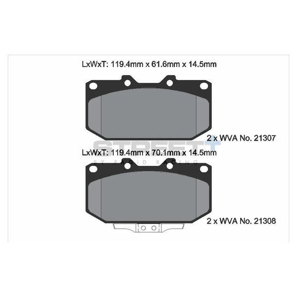 Pagid T8154SP2001 Street+ Front Brake Pads for SUBARU Impreza (GD, GG) / NISSAN Silvia(S15) / 300ZX (Z32)