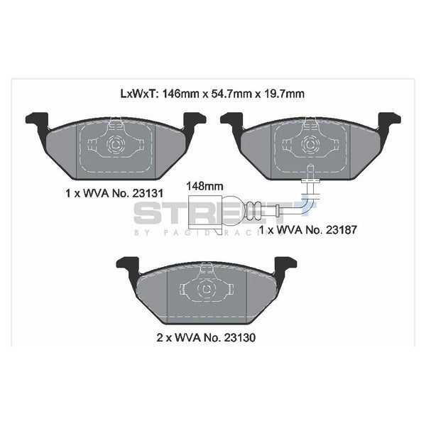 Pagid T8164SP2001 Street+ Front Brake Pads for AUDI A3 (8P1) / VW Golf VI (5K1) / SEAT Leon (1M1)