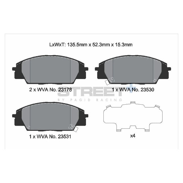 Pagid T8166SP2001 Street+ Front Brake Pads for HONDA S2000 (AP) / Civic VIII Hatchback (FN, FK)