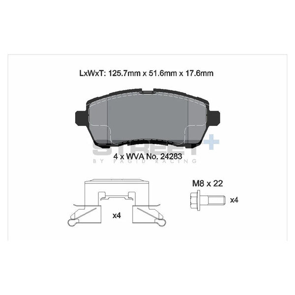 Pagid T8187SP2001 Street+ Front Brake Pads for FORD Fiesta VI