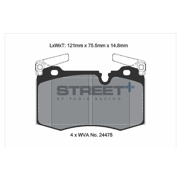 Pagid T8188SP2001 Street+ Front Brake Pads for MINI (R55/R56/R57/R58/R59)