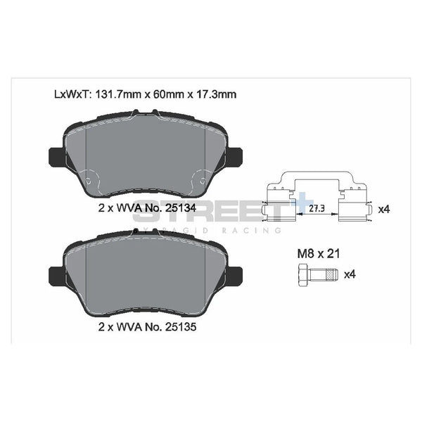 Pagid T8197SP2001 Street+ Front Brake Pads for FORD Fiesta VI / B-Max
