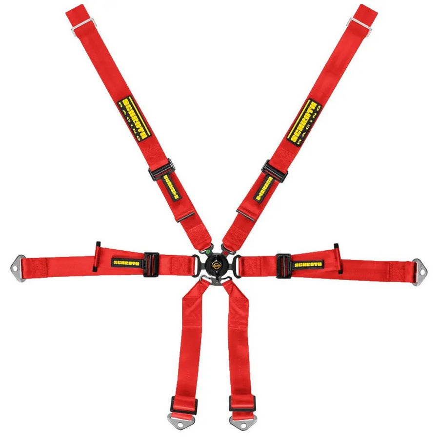 Schroth Racing Harness Profi 2x2 6-Point, Red for Porsche Cayman / Boxster (981 / 982)